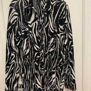 Bar III Black and White Animal Print Shirt
